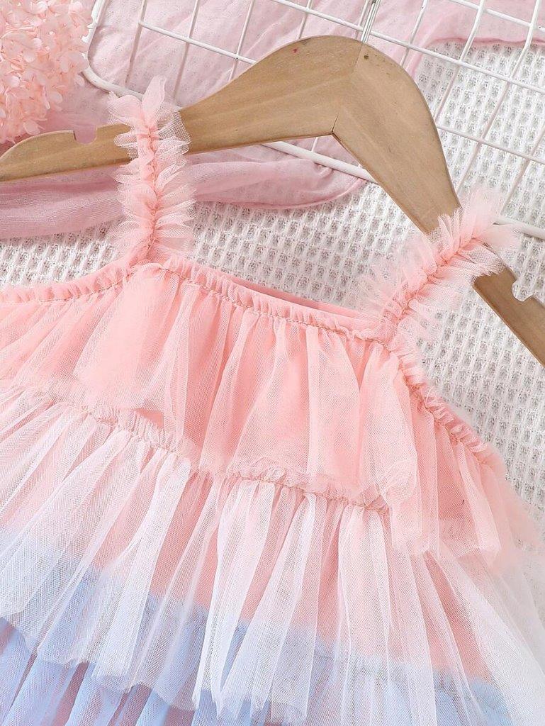 Baby Colourblock Ruffled Mesh Dress