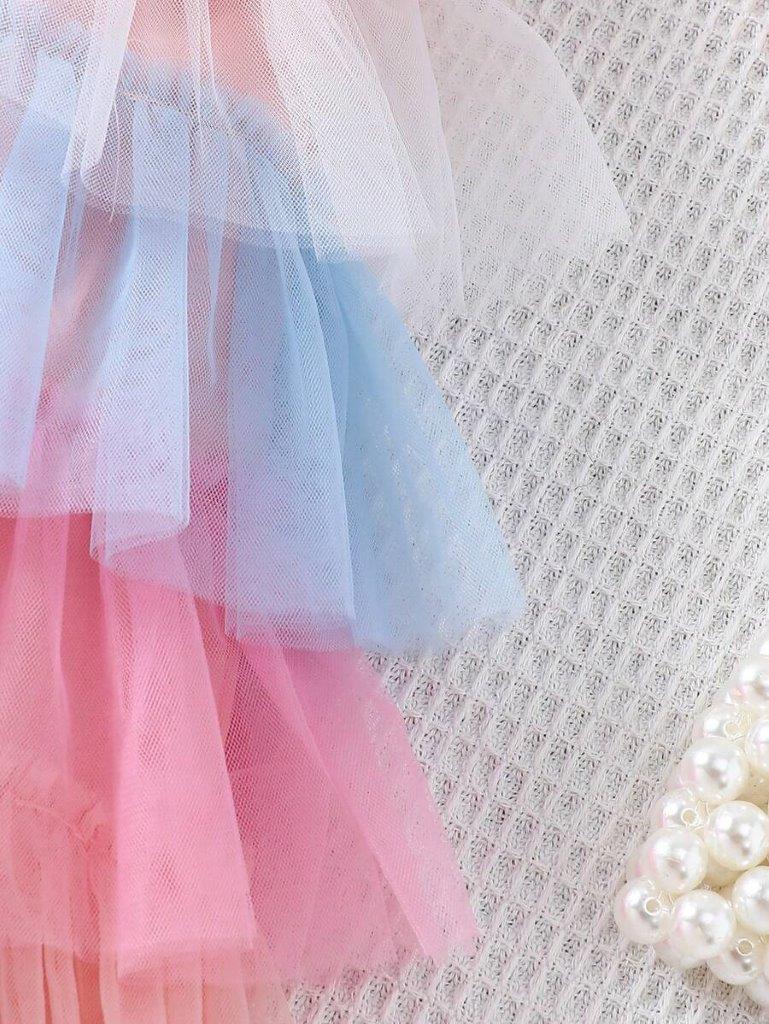 Baby Colourblock Ruffled Mesh Dress