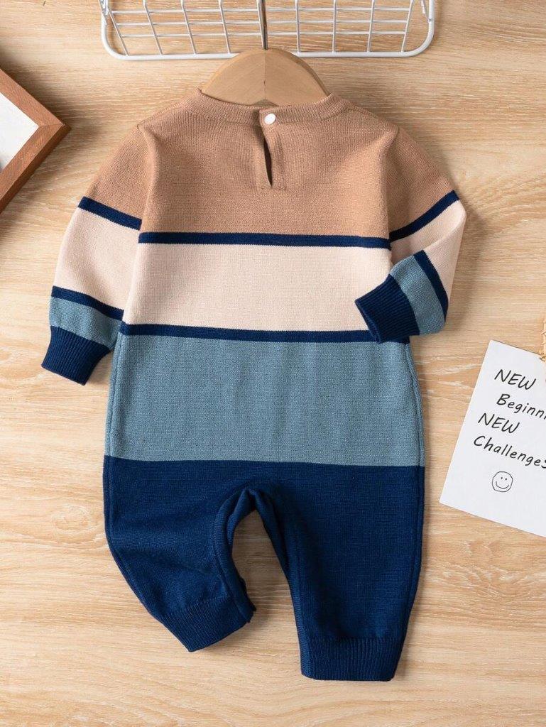 Baby Stripe Colourblock Knitted Jumpsuit