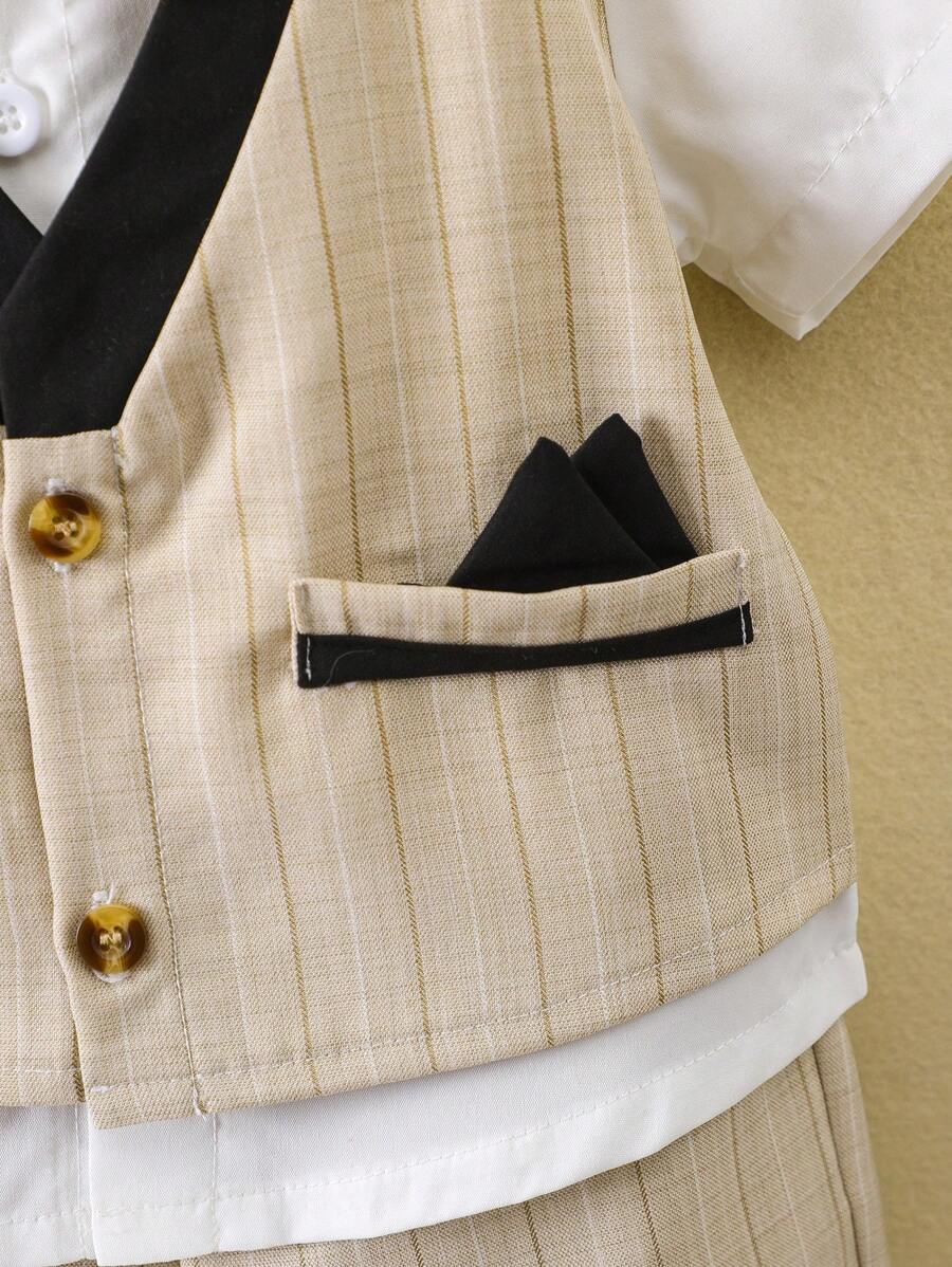 Baby 3 Piece Bow Tie Shirt And Shorts Set