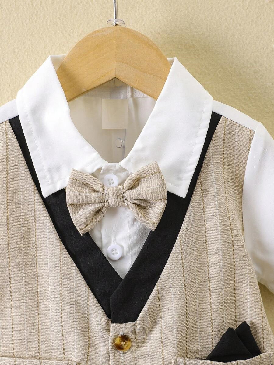 Baby 3 Piece Bow Tie Shirt And Shorts Set