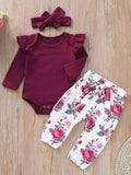 Baby Ruffle Bodysuit And Floral Pants Set
