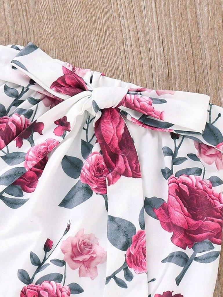 Baby Ruffle Bodysuit And Floral Pants Set