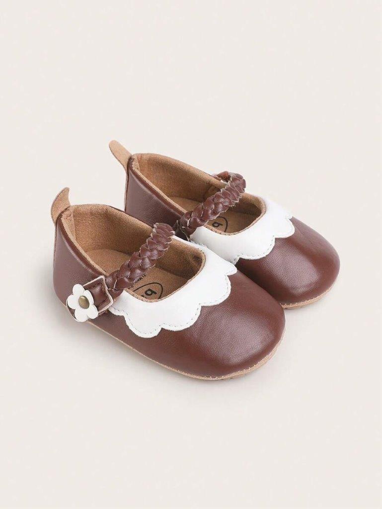 Baby Anti-Slip Plaid Strap Flats