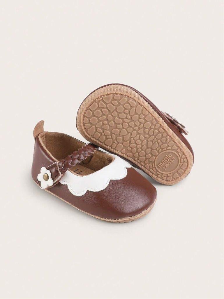 Baby Anti-Slip Plaid Strap Flats