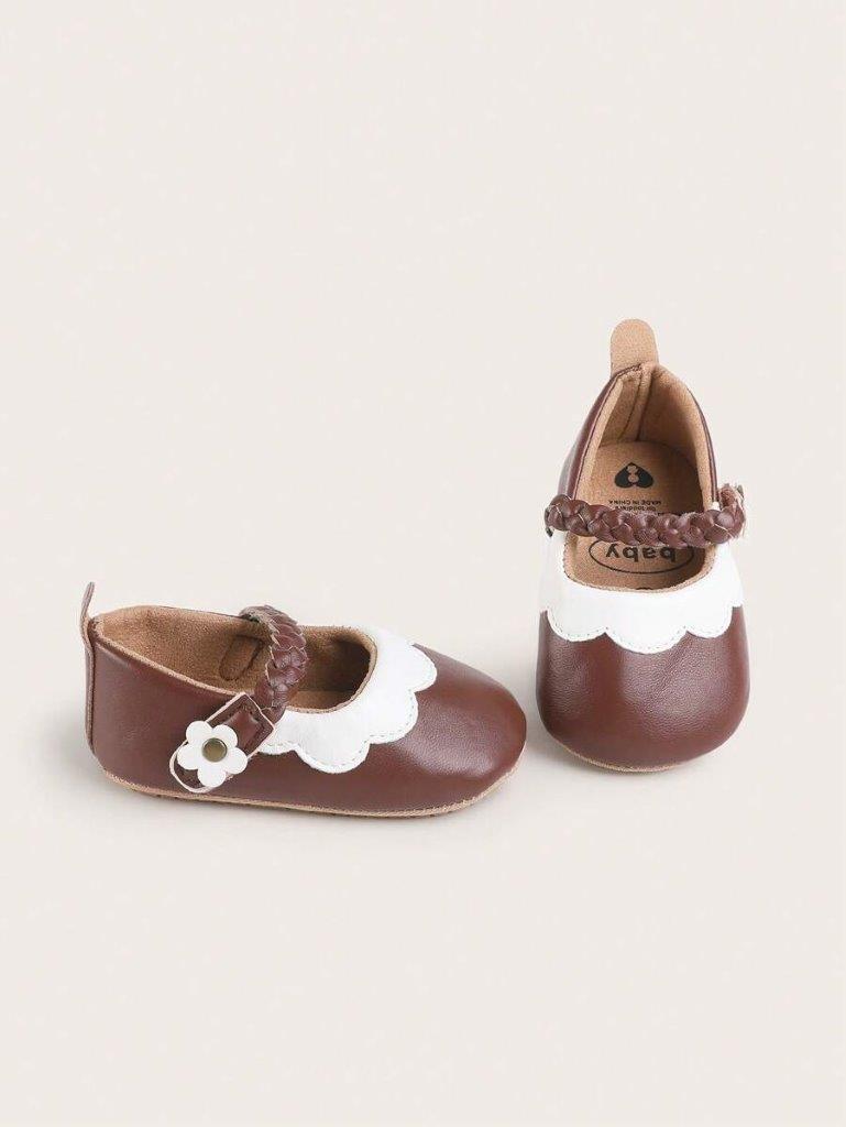 Baby Anti-Slip Plaid Strap Flats