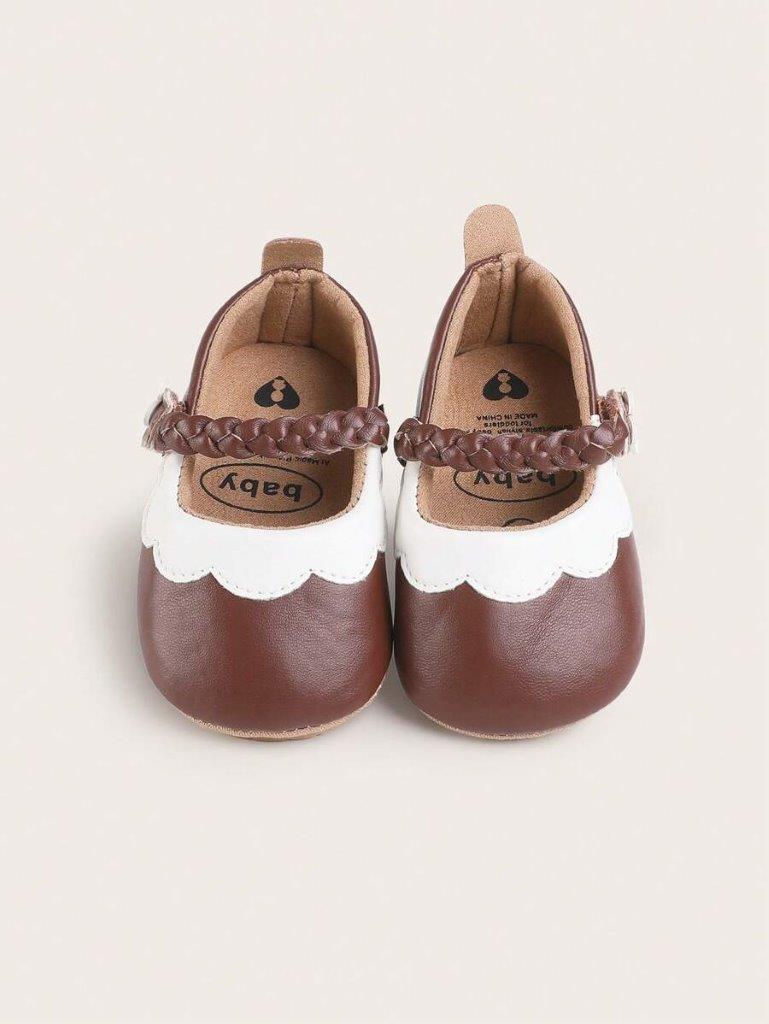 Baby Anti-Slip Plaid Strap Flats