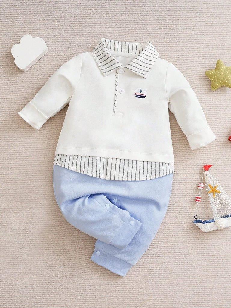 Baby 2 in 1 Stripe Collar Jumpsuit