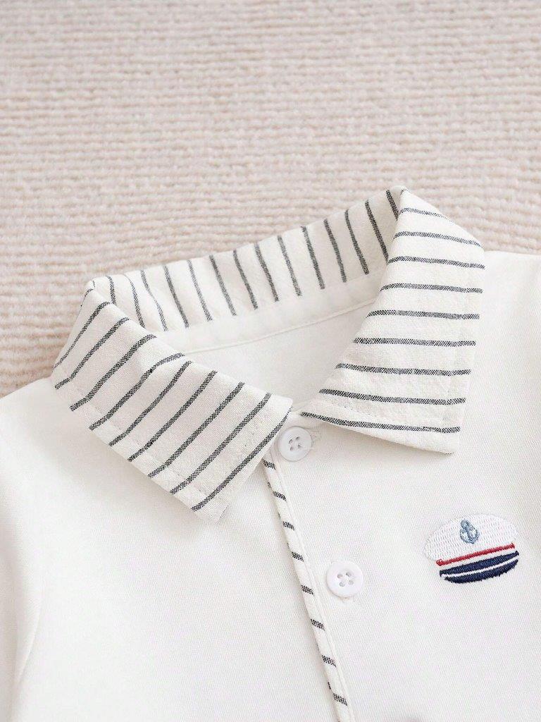 Baby 2 in 1 Stripe Collar Jumpsuit Apricot