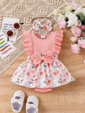 Baby Dusty Pink Rose Frilled Bodysuit Dress Set