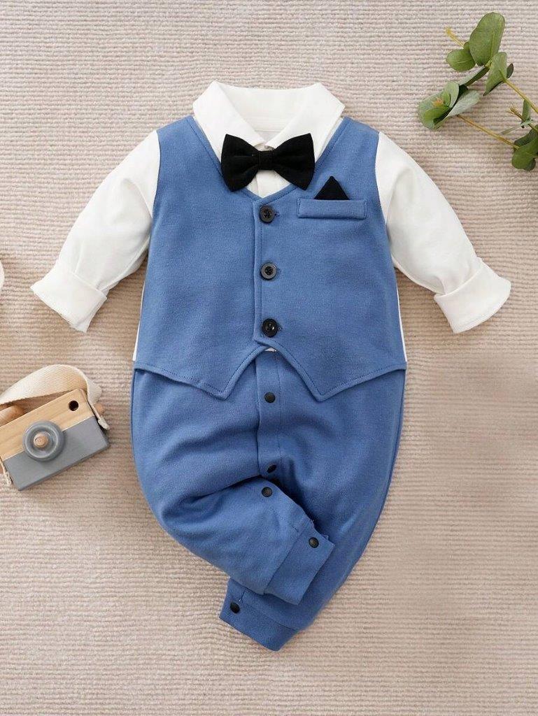 Baby Bow Tie 2 in 1 Jumpsuit Blue