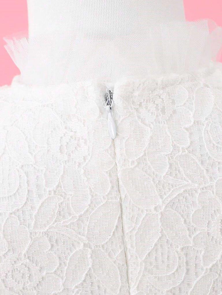 Baby Elegant Frilled Neck White Lace Dress