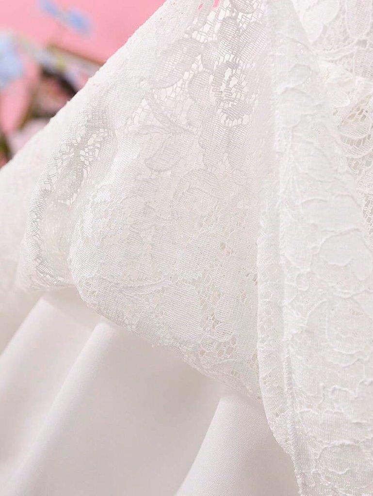 Baby Elegant Frilled Neck White Lace Dress