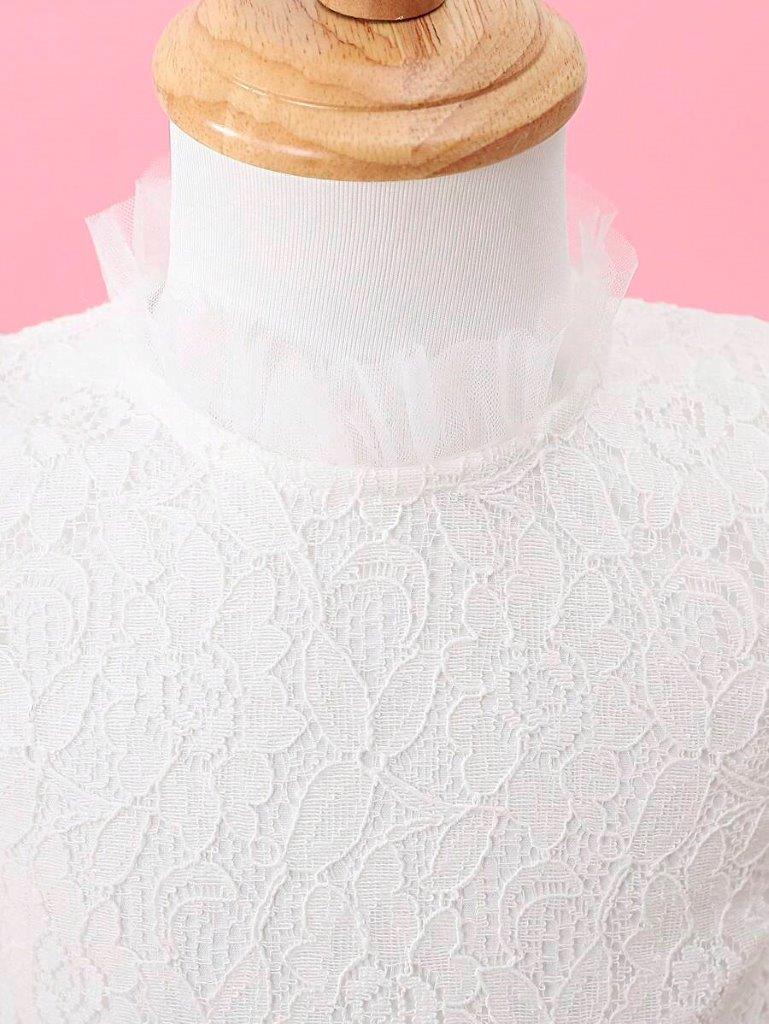 Baby Elegant Frilled Neck White Lace Dress