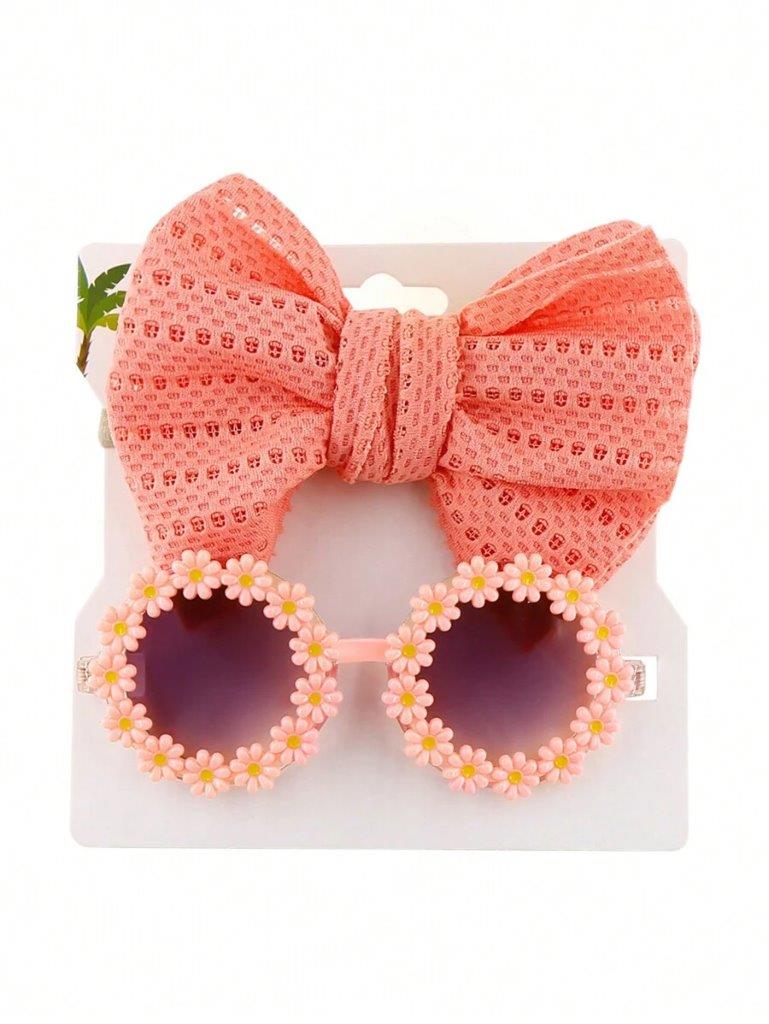 Kids Daisy Sunglasses With Headband Set Peach