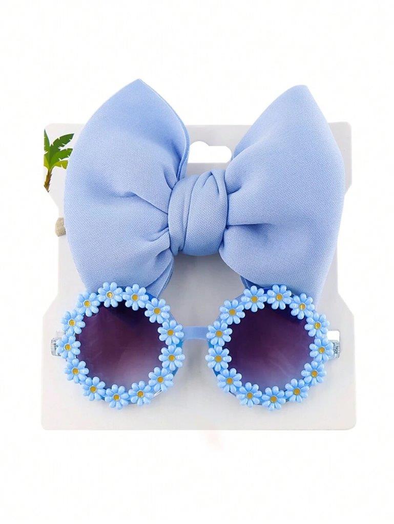 Kids Daisy Sunglasses With Headband Set Baby Blue