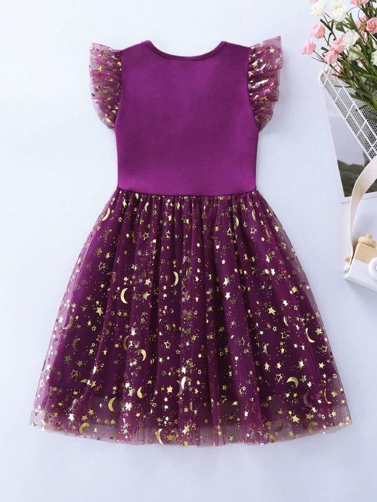 Toddler Girls Red Violet Unicorn Dress