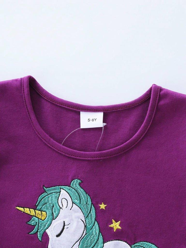 Toddler Girls Red Violet Unicorn Dress