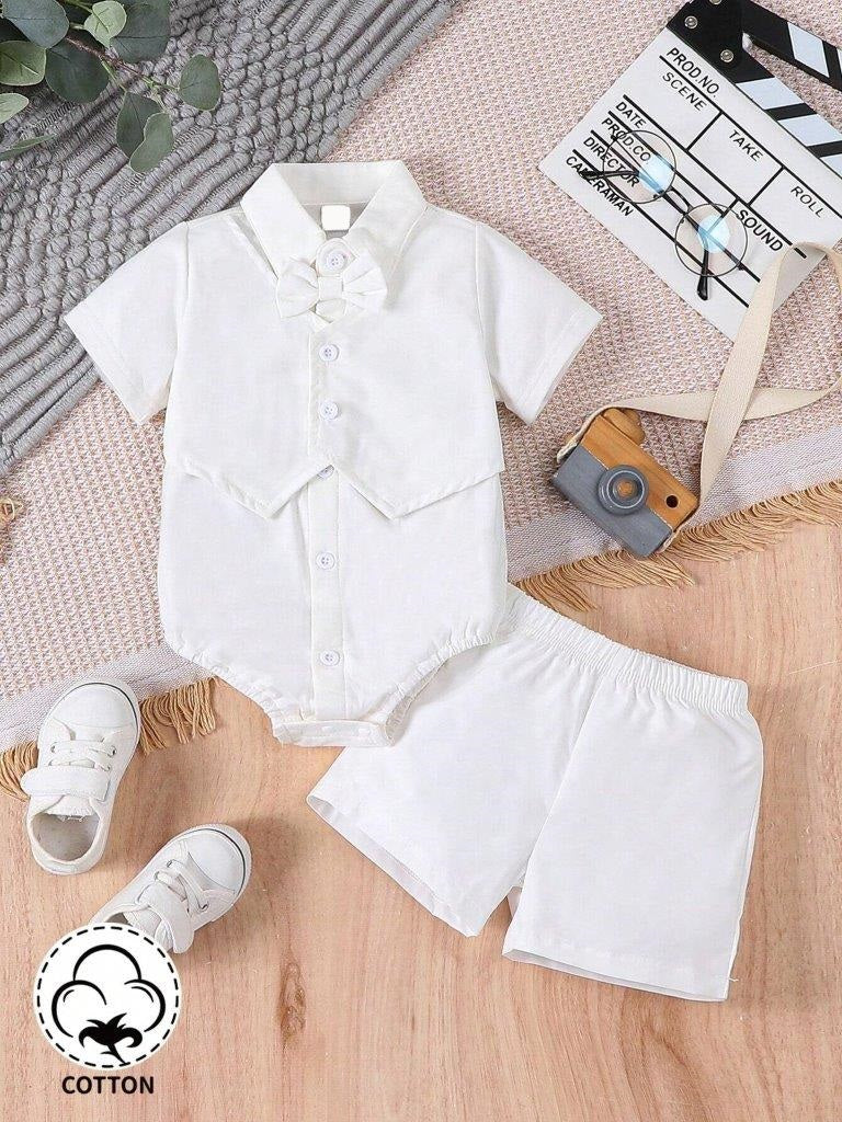 Baby 2 In 1 Bodysuit Baptism Outfit Without Bow Tie