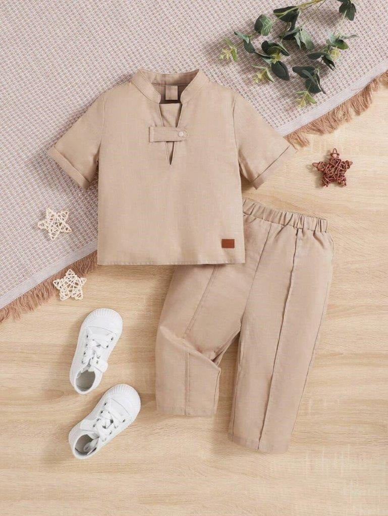 Baby 2 Piece Cotton V Shirt With Pants Set