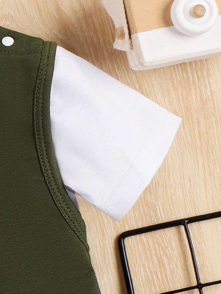 Baby Army Green Pocket Tee And Shorts Set