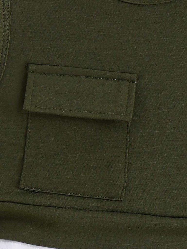 Baby Army Green Pocket Tee And Shorts Set
