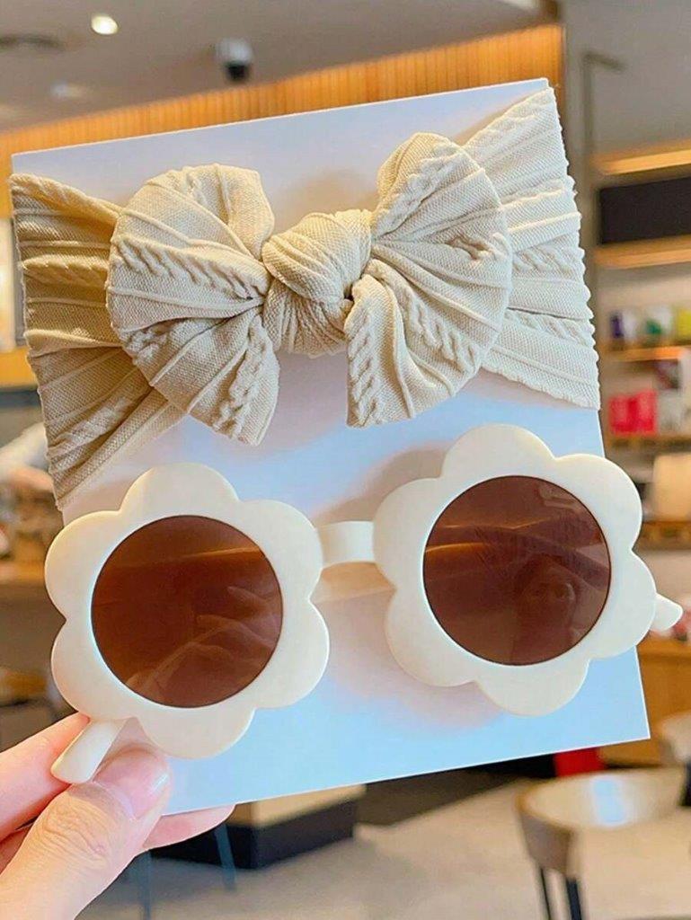 Kids Beige Sunglasses With Headband Set