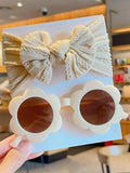 Kids Beige Sunglasses With Headband Set