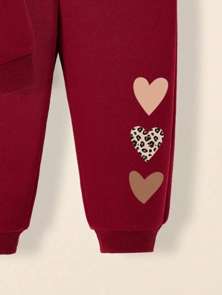 Baby Heart Print Sweatshirt And Pants Set