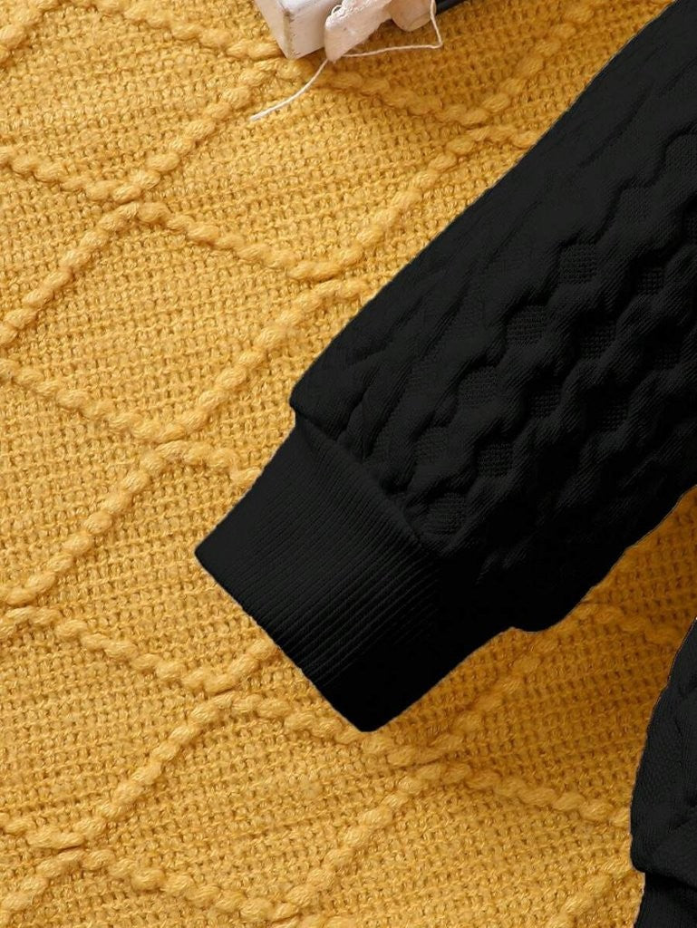 Baby Textured Black Pullover And Pants Set
