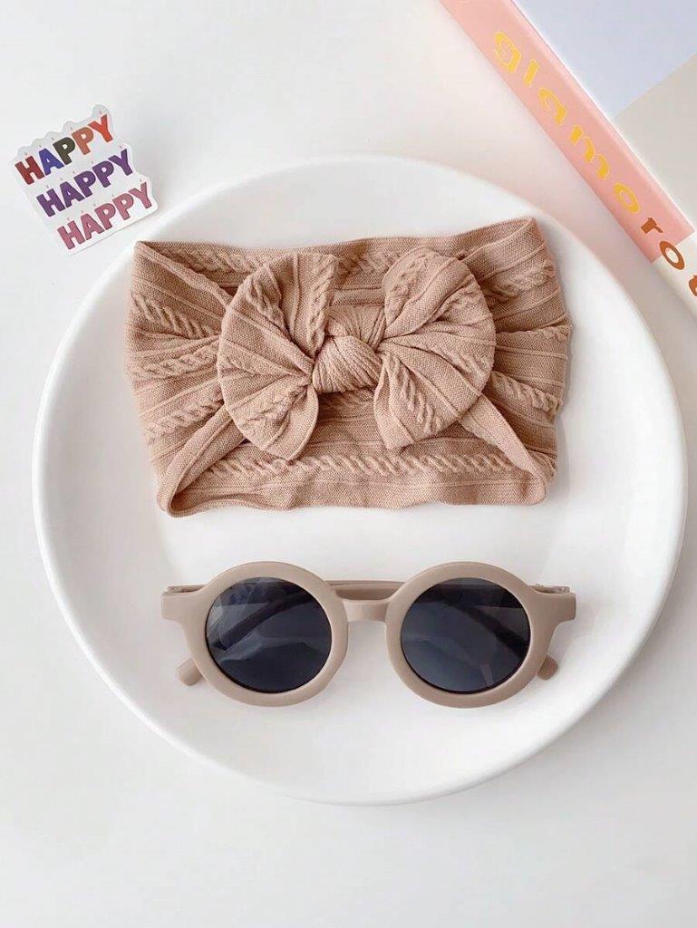 Kids Khaki Sunglasses With Headband Set