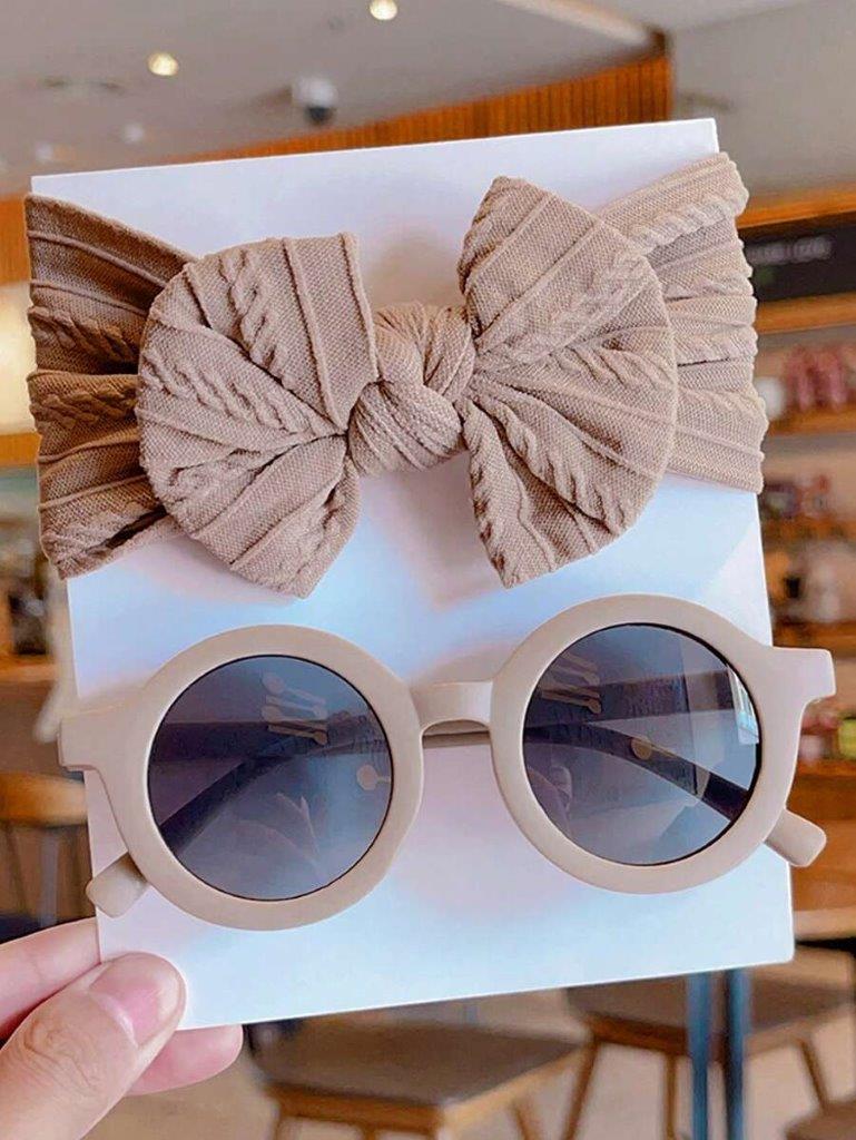 Kids Khaki Sunglasses With Headband Set