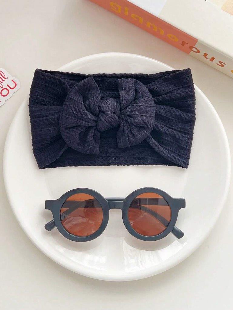 Kids Black Sunglasses With Headband Set