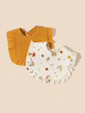 100% Cotton Stylish Ruffle Trim Bibs 2 Piece Mix