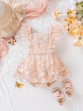 Baby Floral Lace Ruffle Mesh Bodysuit Dress
