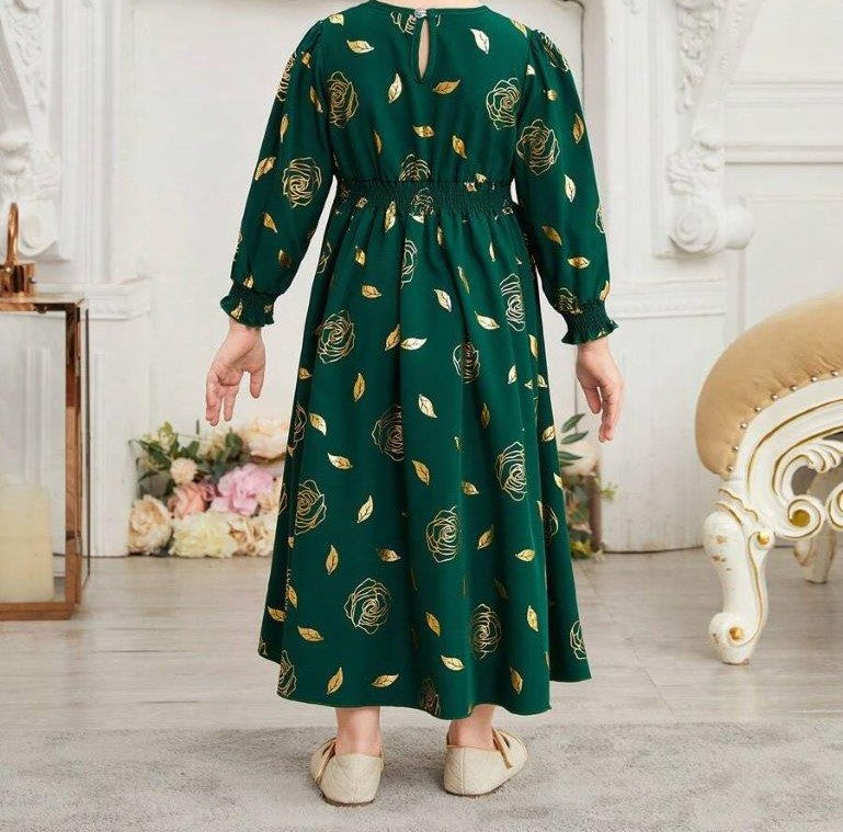 Toddler Girls Gold Rose Dress
