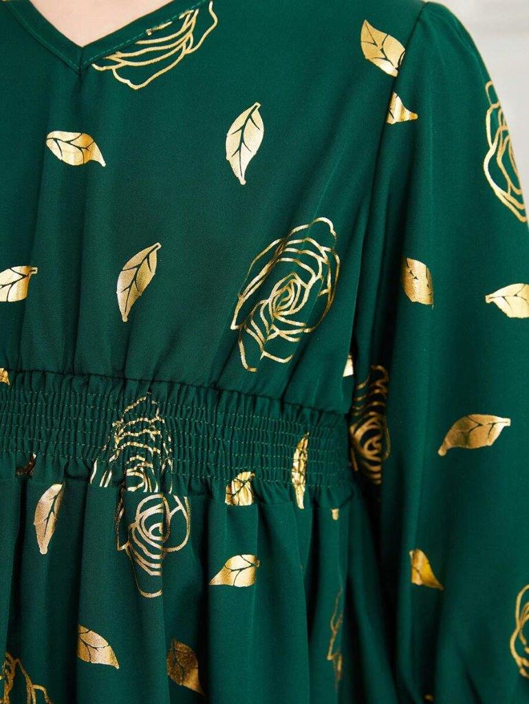 Toddler Girls Gold Rose Dress
