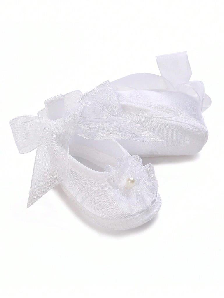 Baby Newborn Pearl Flower White Shoes