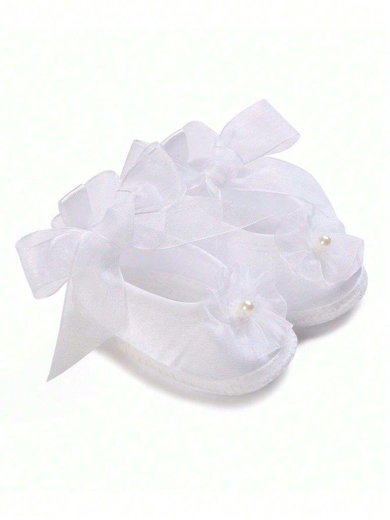 Baby Newborn Pearl Flower White Shoes