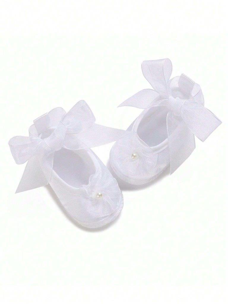 Baby Newborn Pearl Flower White Shoes
