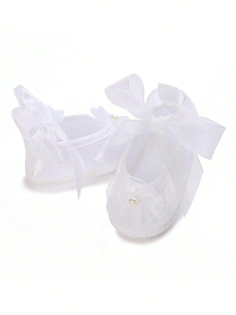 Baby Newborn Pearl Flower White Shoes