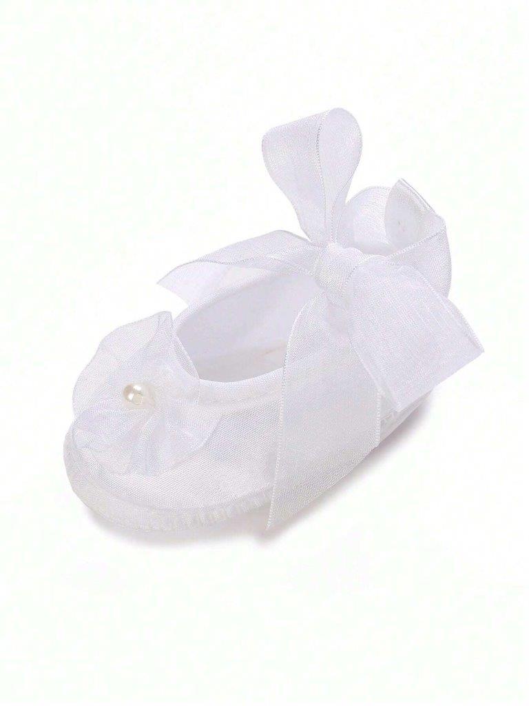 Baby Newborn Pearl Flower White Shoes