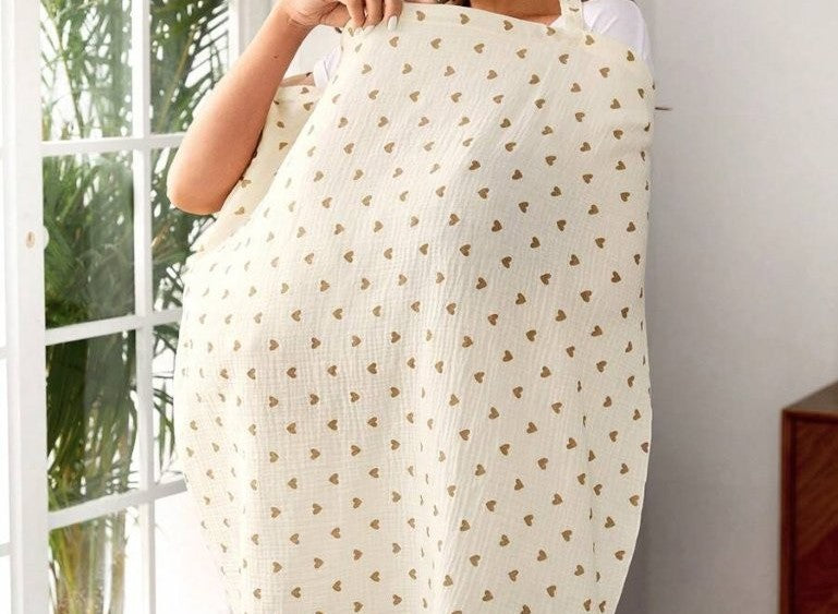 Baby Heart Print Nursing Cover