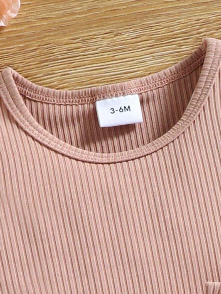 Baby Dusty Pink Embroidery Double Bow Dress