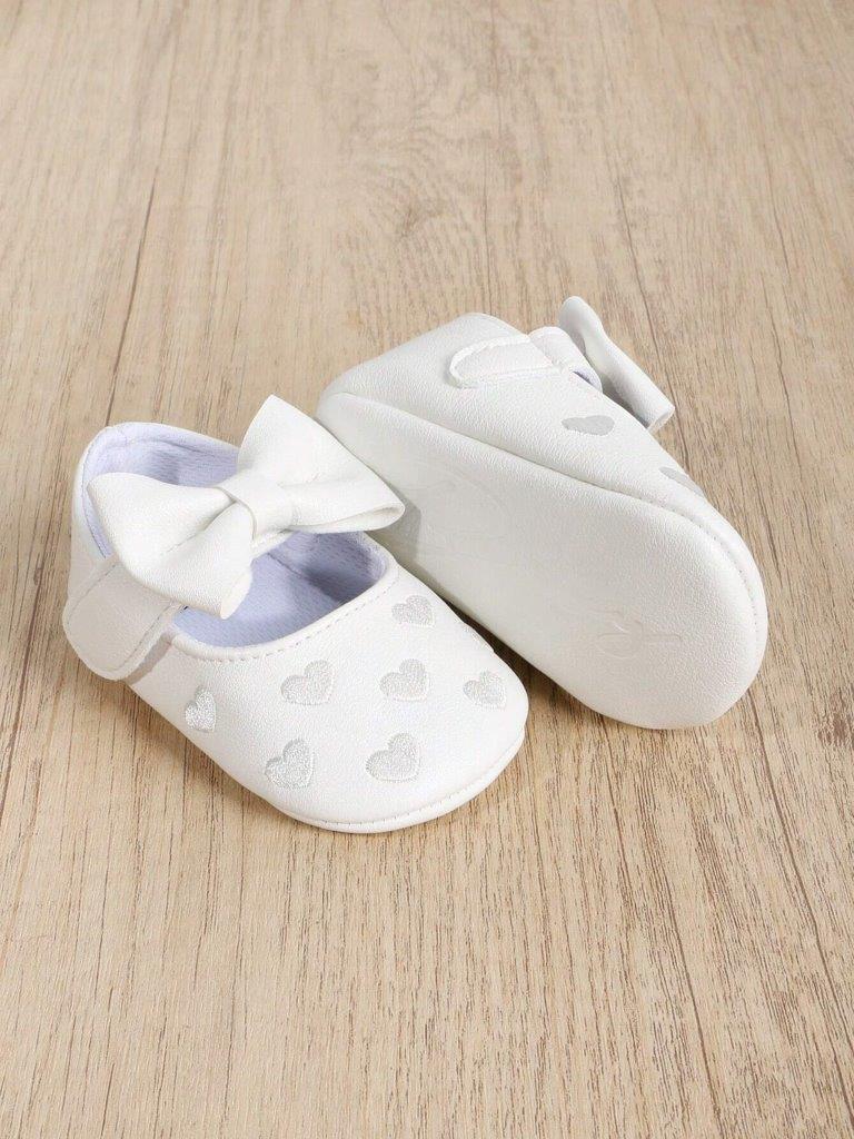 Baby White Heart Pattern Flats