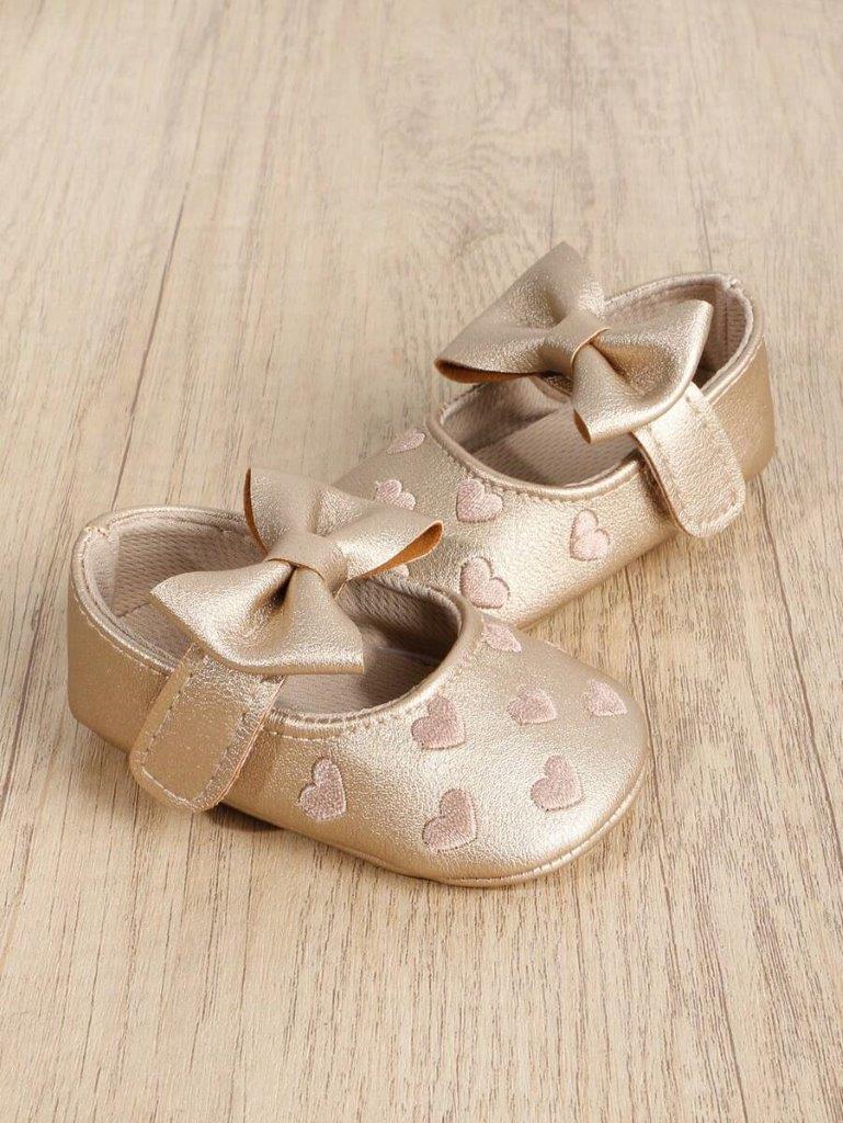 Baby Gold Heart Pattern Flats