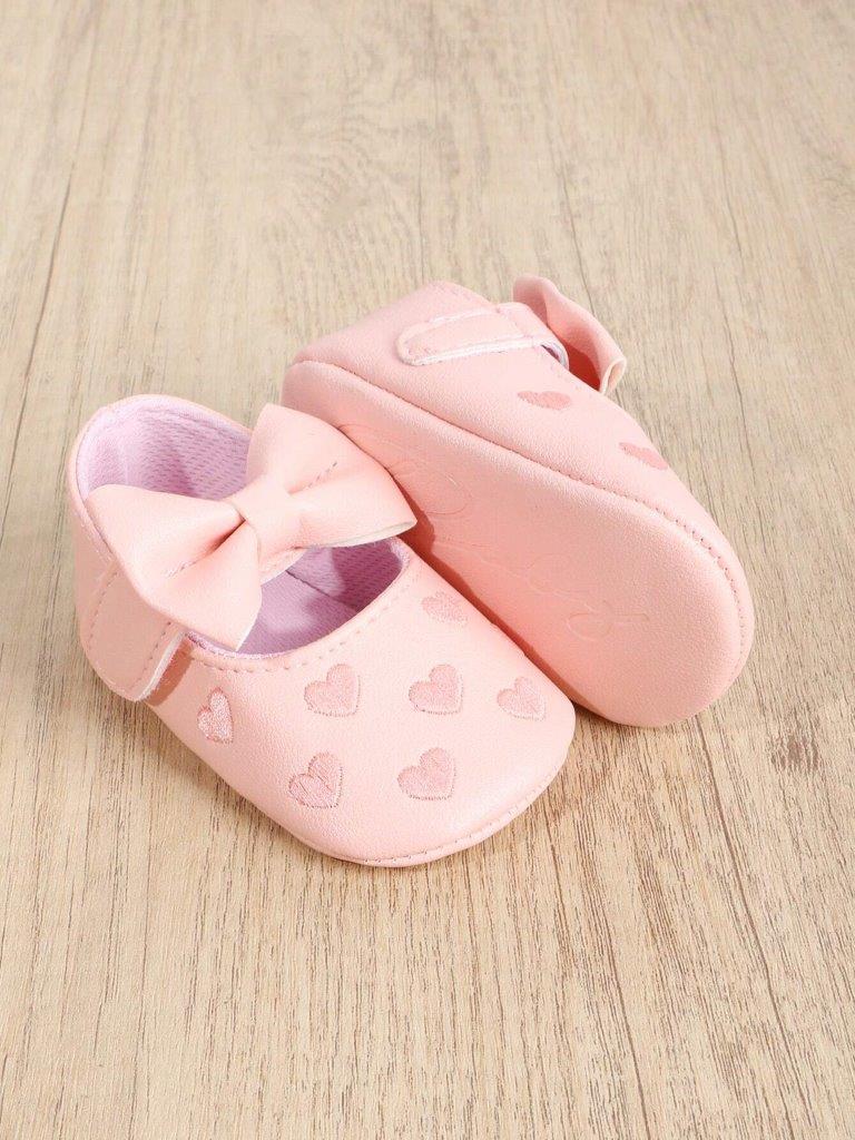Baby Pink Heart Pattern Flats