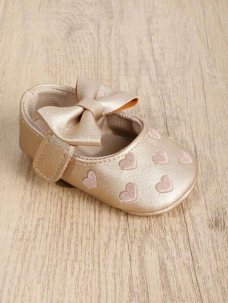 Baby Gold Heart Pattern Flats
