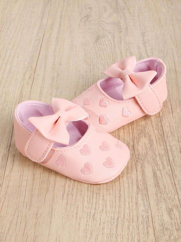 Baby Pink Heart Pattern Flats