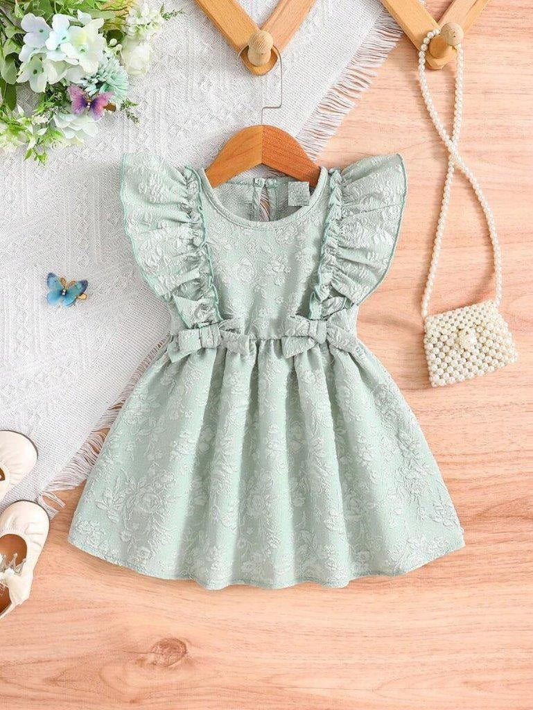 Baby Double Bow Frilled Sleeve Dress